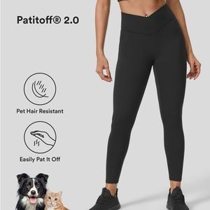 Patitoff® Pet Hair Resistant High Waisted Crossover Side Pocket Yoga Leggings